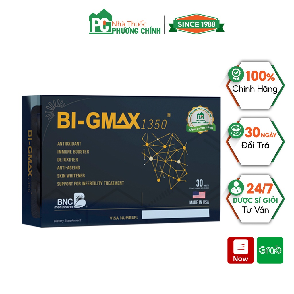 Viên Uống Hỗ Trợ Chống Oxy Hóa , Đào Thải Các Gốc Tự Do BiGmax 1350 Hộp 30 Viên