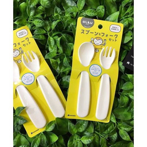 Set thìa dĩa ăn dặm cho bé Alku - nội địa Nhật