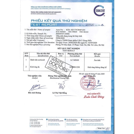 kem white doctors giảm mụn -thâm sẹo Acne pro hủ 25g