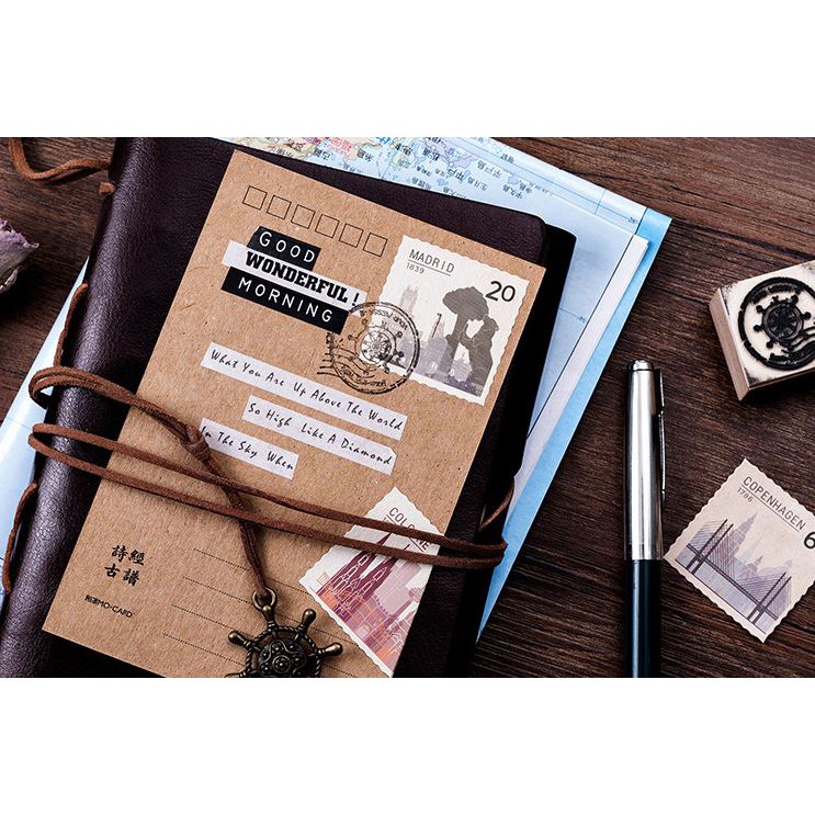 Bộ 45 Sticker Tem Thư Cổ Điển E55