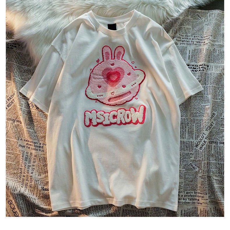 Áo phong nữ áo thun nữ tay lững phom dấu quần chất liệu thun cotton chi tiết được thêu/In nổi xinn xò MsicRow