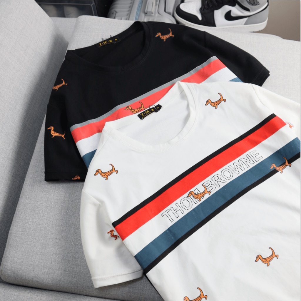 FREE SHIP Mẫu HOt Áo Thun Nam Polo Cổ Tròn THOMBROWGN Chú CÚn Lưng Dài SIêu HOt CB hhp (Mẫu Mới)
