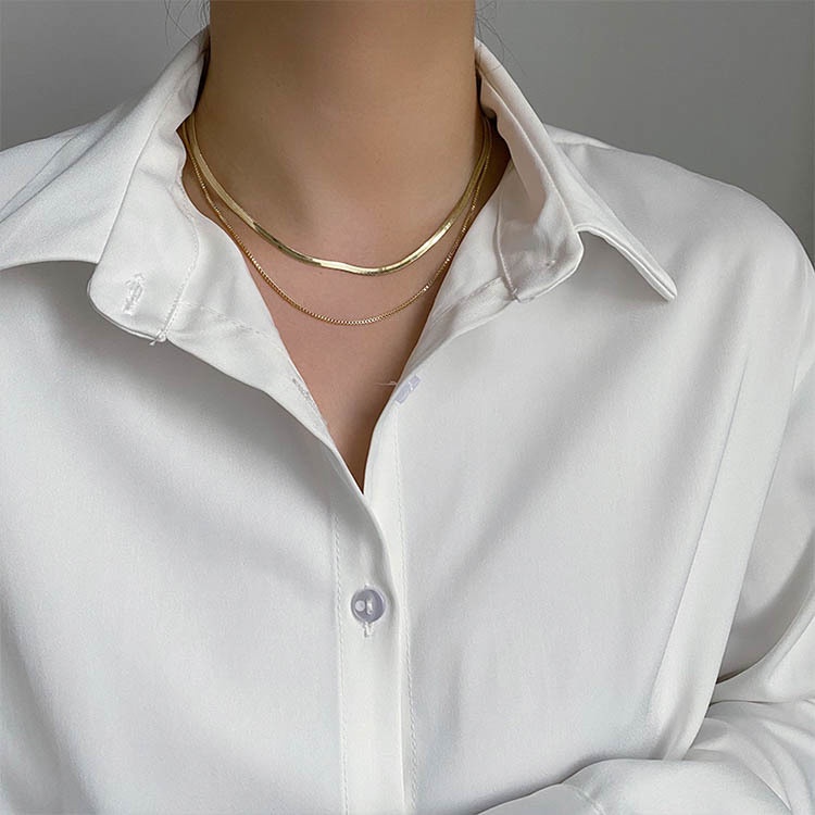 Vòng cổ Xương Rắn Hai Lớp Thời Trang Đường Phố Cá Tính Cho Nam Nữ