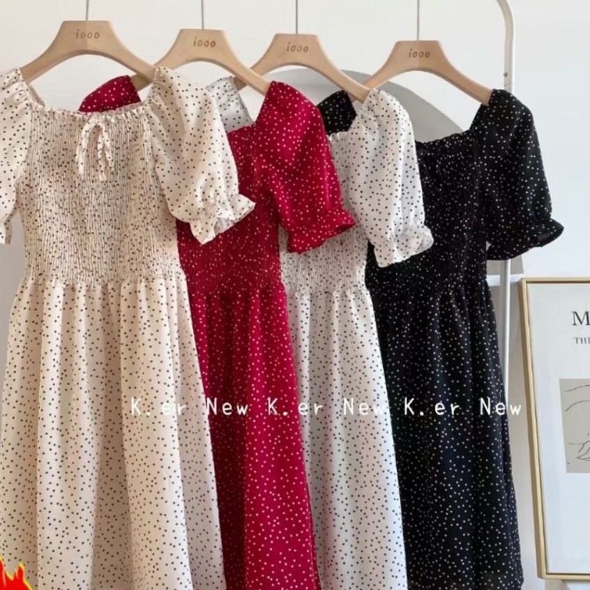 (FREESHIP) Váy đầm ulzzang đầm dự tiệc sang trọng ngắn tay cổ nơ dáng đầm váy xòe M02 | BigBuy360 - bigbuy360.vn