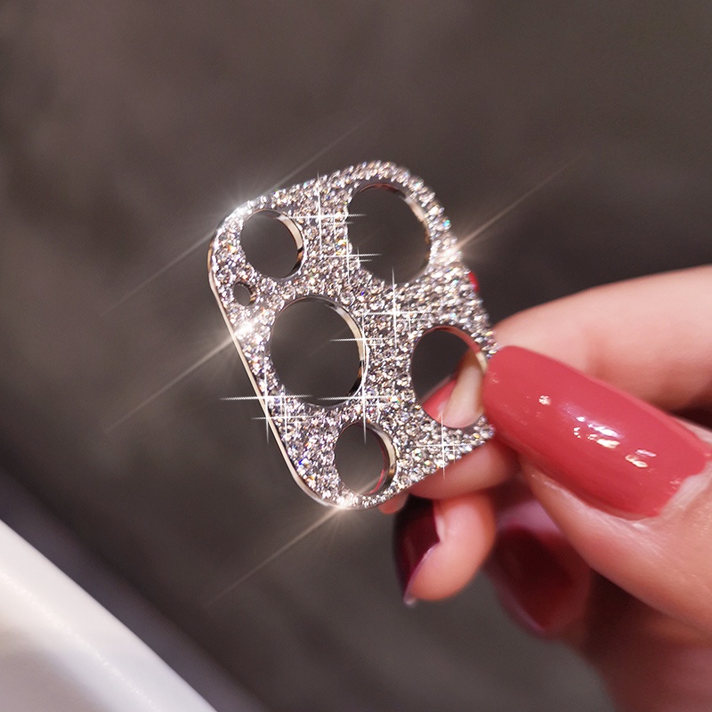 Chất lấp lánh Kim cương ống kính bảo vệ iPhone 13 12 Mini 11 Pro Max Màn khoan kim loại lấp lánh màn hình kính bảo vệ camera