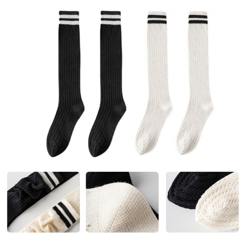 Vớ Cao Đến Đầu Gối In Họa Tiết Sọc Trắng Đen Phong Cách Anh Quốc Cổ Điển Thời Trang Cho Nữ