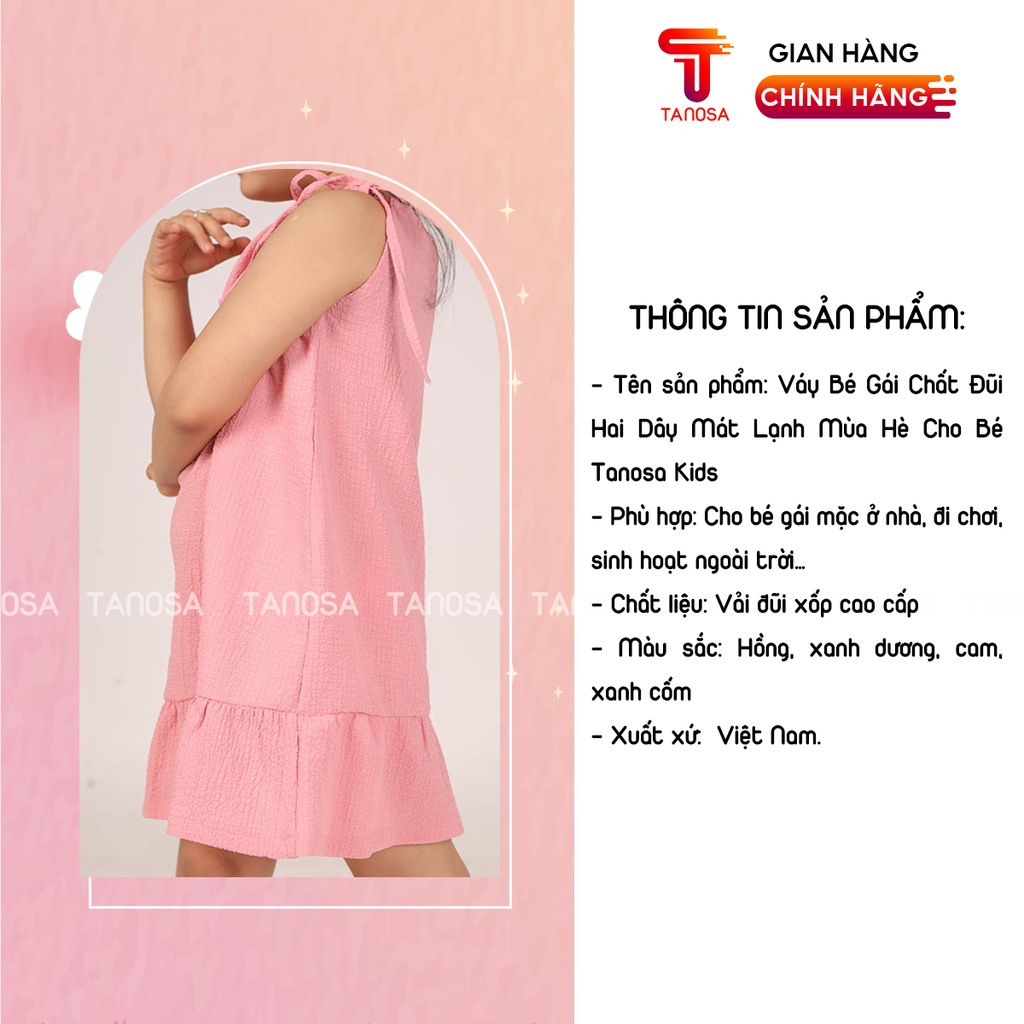 Đầm hai dây TANOSA cho bé gái đuôi cá chất đũi xốp nhiều màu từ 11-22kg