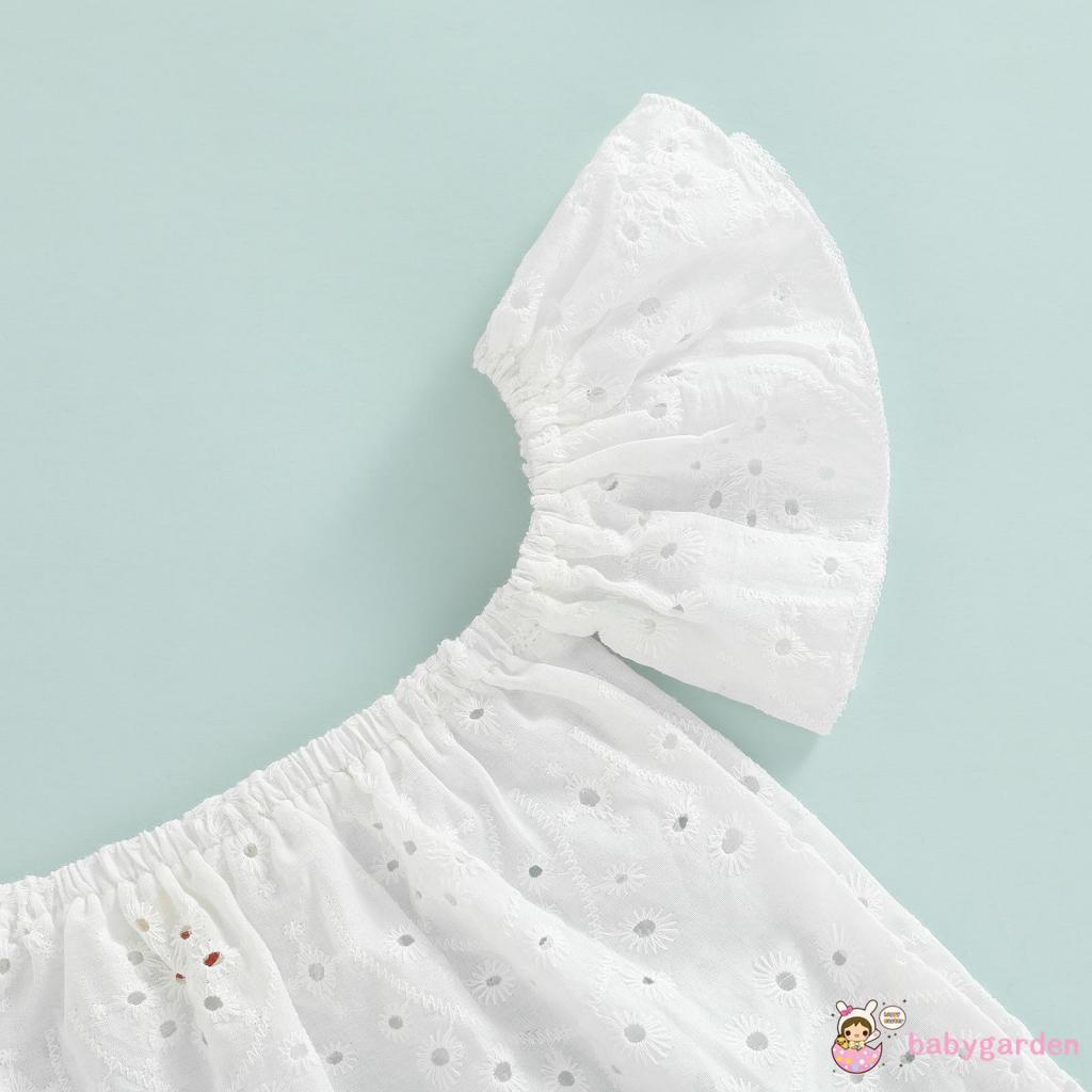 Bộ Áo Thun Trễ Vai Tay Ngắn + Quần Short Denim Thời Trang Mùa Hè Cho Bé Gái 6 Tháng Tuổi 4 Tuổi