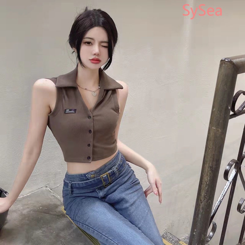Áo Hai Dây Cổ Bẻ Thời Trang Vintage Mỹ Cho Nữ