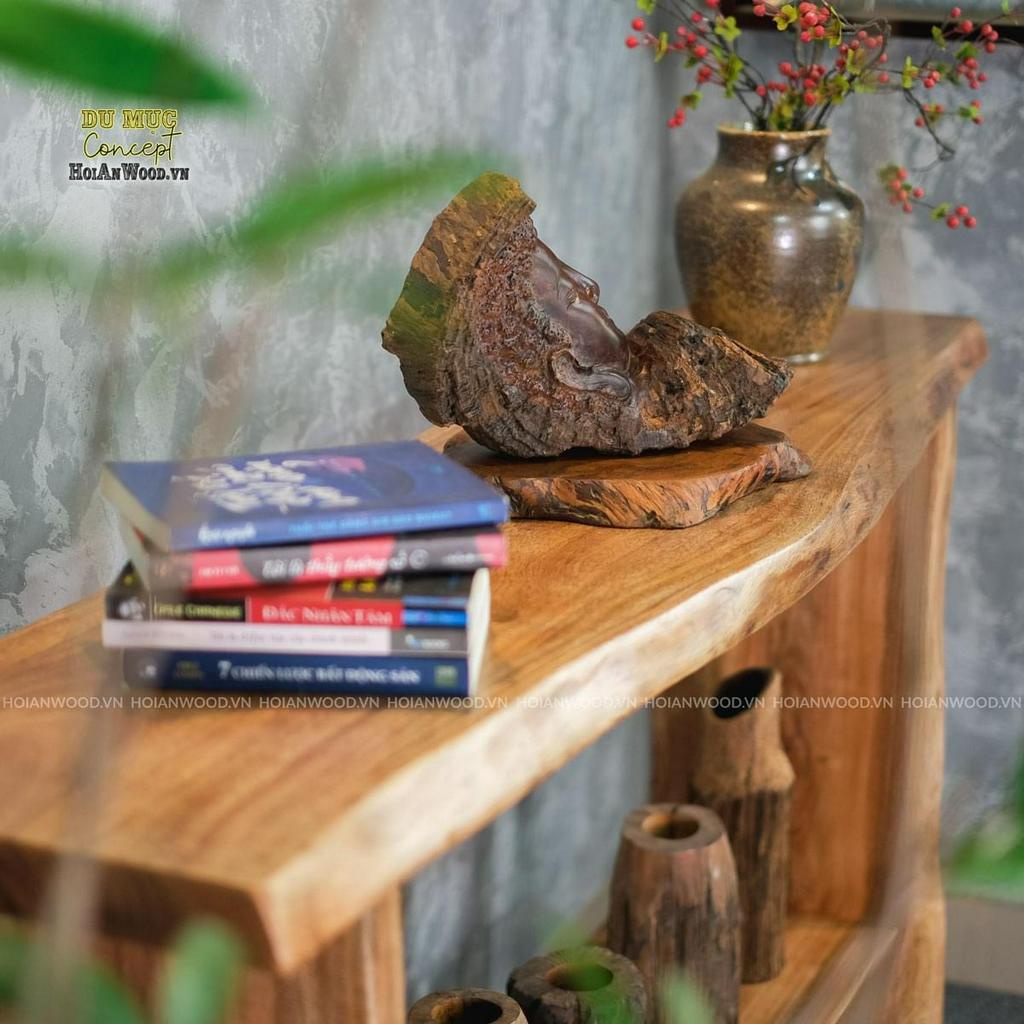 Bàn gỗ tự nhiên hai tầng, bàn thờ, trang trí Decor nhà
