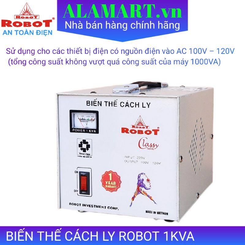 Biến thế cách ly đổi điện 220v sang 110v Robot 1KVA