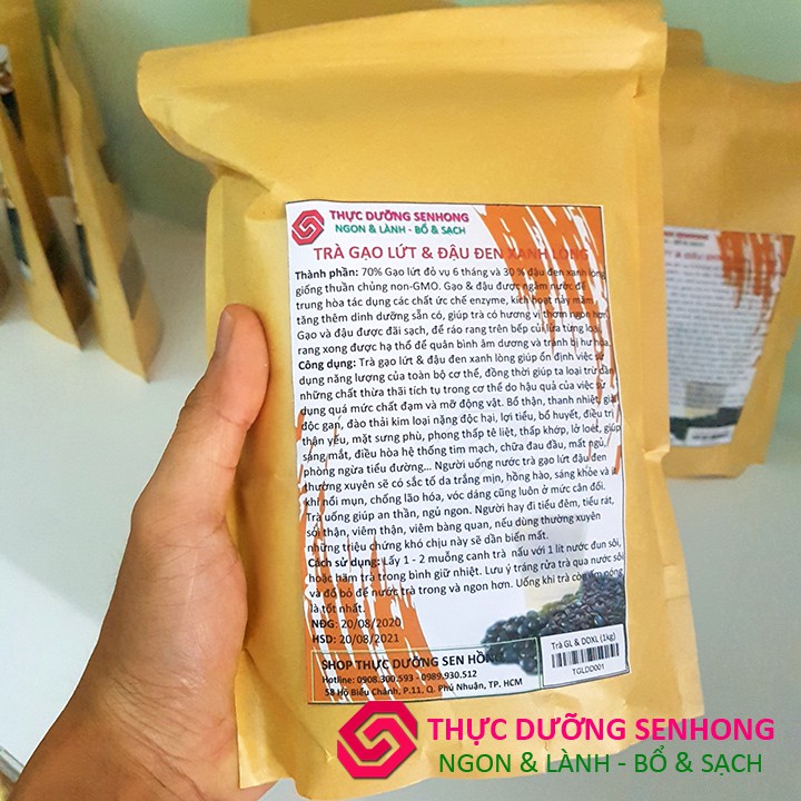 Trà gạo lứt Đậu đen xanh lòng (1kg) Rang củi theo phương pháp thực dưỡng Ohsawa