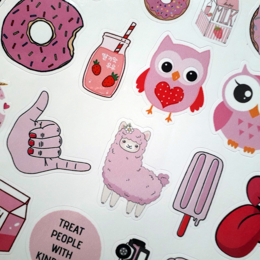 Sticker/ Hình dán trang trí màu hồng dán điện thoại, laptop,....