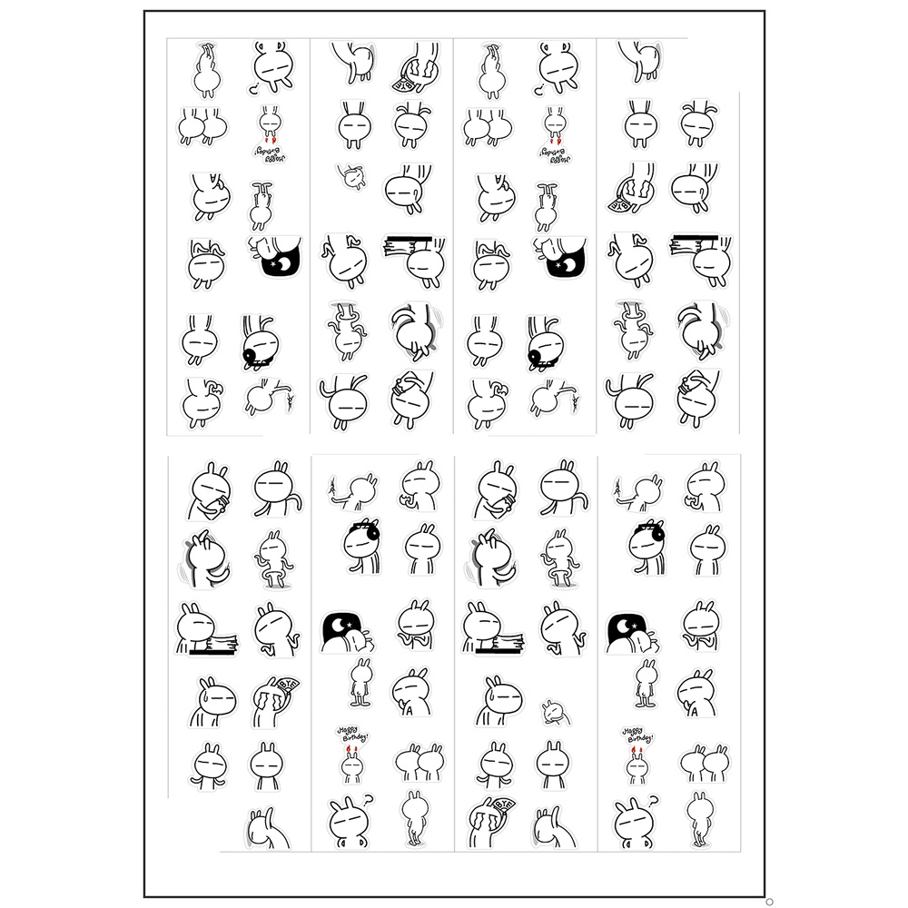 sticker thỏ tuzki SI30 hình dán dễ thương trang trí dán sổ dán điện thoại 1 tờ 7*19,5cm bullet journal