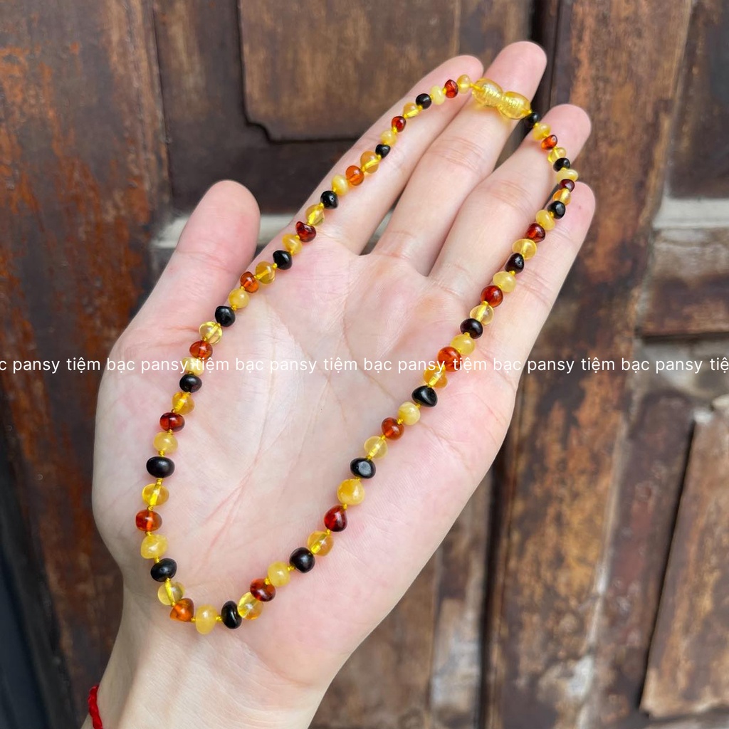 Vòng cổ hổ phách Amber tự nhiên cho bé PANSY - Dây chuyền trẻ em bằng hổ phách thật an toàn