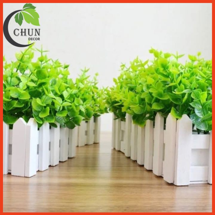 Hoa giả, giỏ hoa hàng rào gỗ (cả hoa và giỏ) 50cm nhiều mẫu trang trí nhà cửa