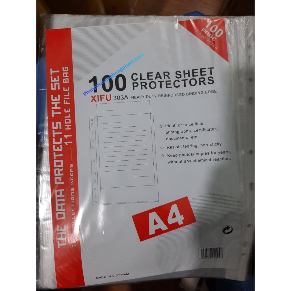 Compo 10 tập sơ mi lỗ xifu 303A, túi đựng tài liệu.