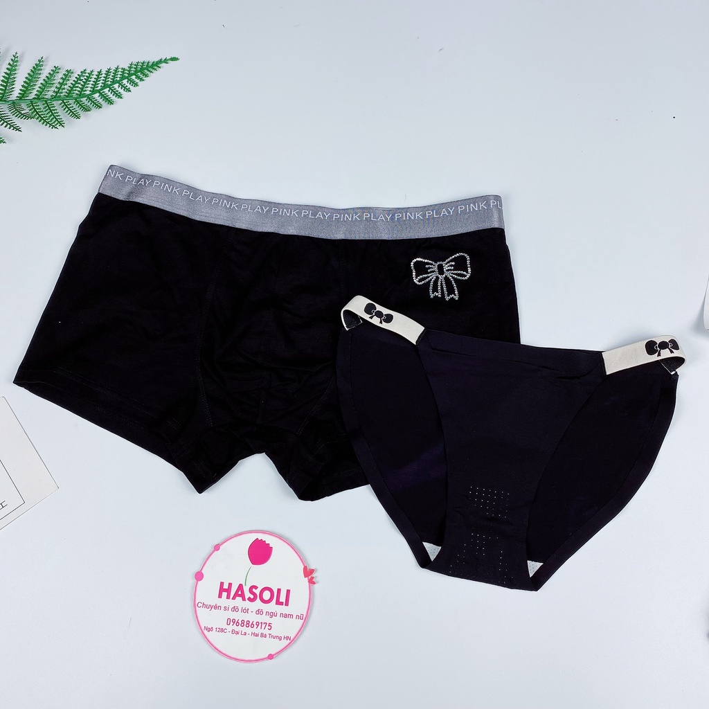 Quần Lót Đôi - Quần Lót Nữ Nam Cotton Su Cao Cấp Hình Nơ  S96 &amp; S93