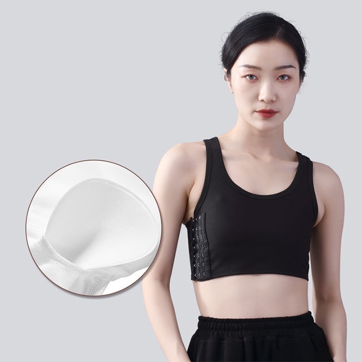 Áo nịt ngực tomboy có bản nịt phía trước ba lỗ ngắn có viền mặc thoải mái