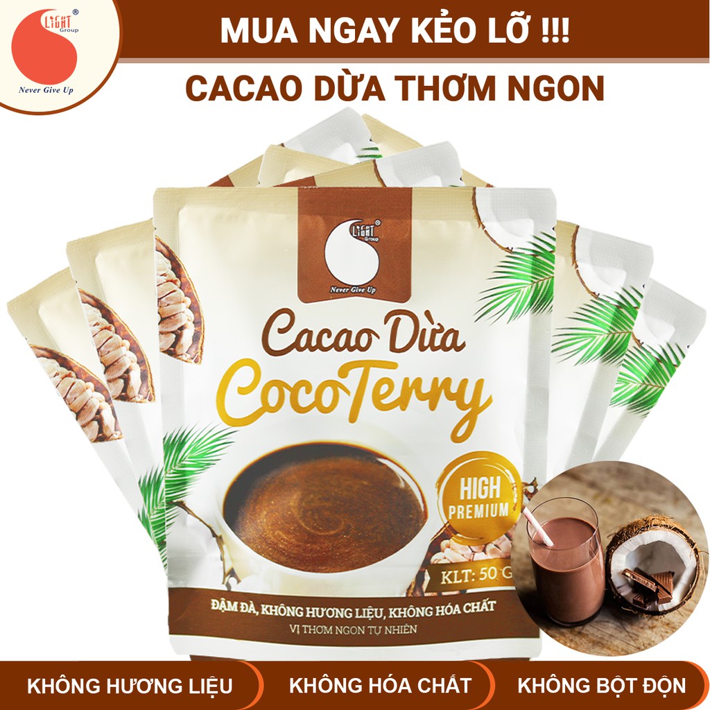 [Mã BMBAU50 giảm 7% đơn 99K] Combo 5 gói Cacao sữa dừa CocoTerry đậm đà, thơm ngon, tiện lợi Light coffee - Gói 50g