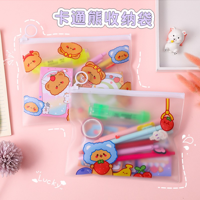 Túi đựng bút trong suốt đa năng hình gấu cute
