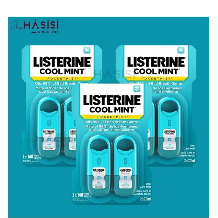 Xịt thơm miệng LISTERINE - Cool Mint Pocktmist 7.7ml x 2 (set 2 cái)