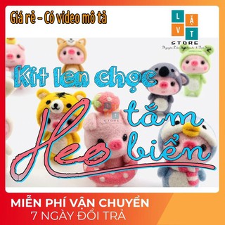 [Sale] Bộ LEN CHỌC - Lợn Đi Tắm Biển - Quà tự tay làm, DIYs