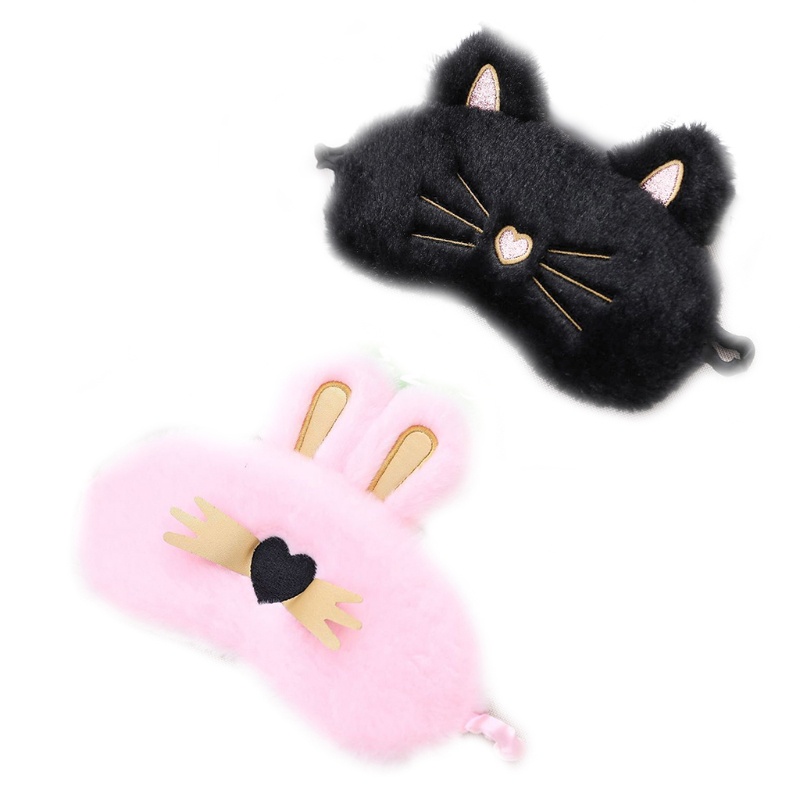 Youyo Miếng Bịt Mắt Ngủ Vải Lông Mềm Mại Thêu Hình Động Vật Mũi Trái Tim Ngọt Ngào Đáng Yêu Vui Nhộn Cho Mèo Co