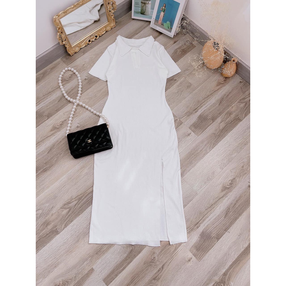 ĐẦM POLO BODY ĐEN / NUDE / TRẮNG XẺ ĐÙI