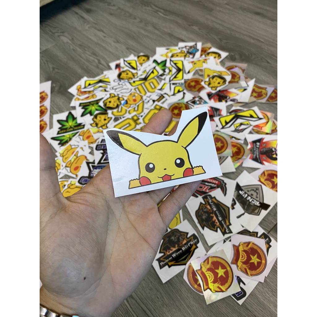 Tem Sticker PIKACHU 3Lớp cao cấp chống bong phai màu ! ( giá 1c )