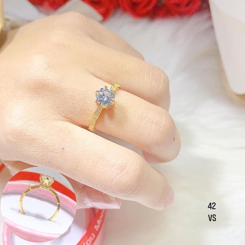 Nhẫn Vàng Nữ Đá Cao Mẫu Mã Mới - Trang sức Vàng Bạc Hoà Thảo HTJ
