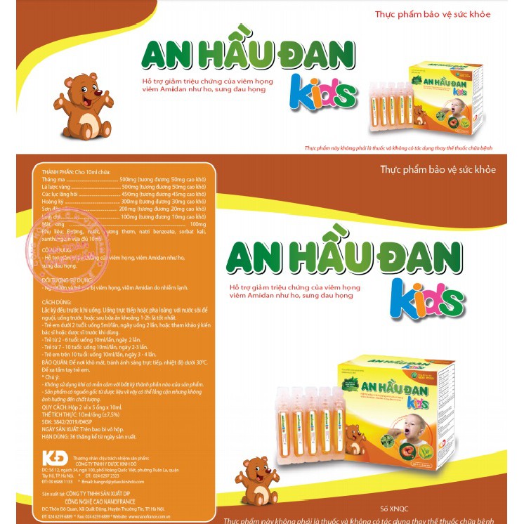 🔹 Ống Siro AN HẦU ĐAN Kids - Hộp 10 Ống - MUA 6 TẶNG 1