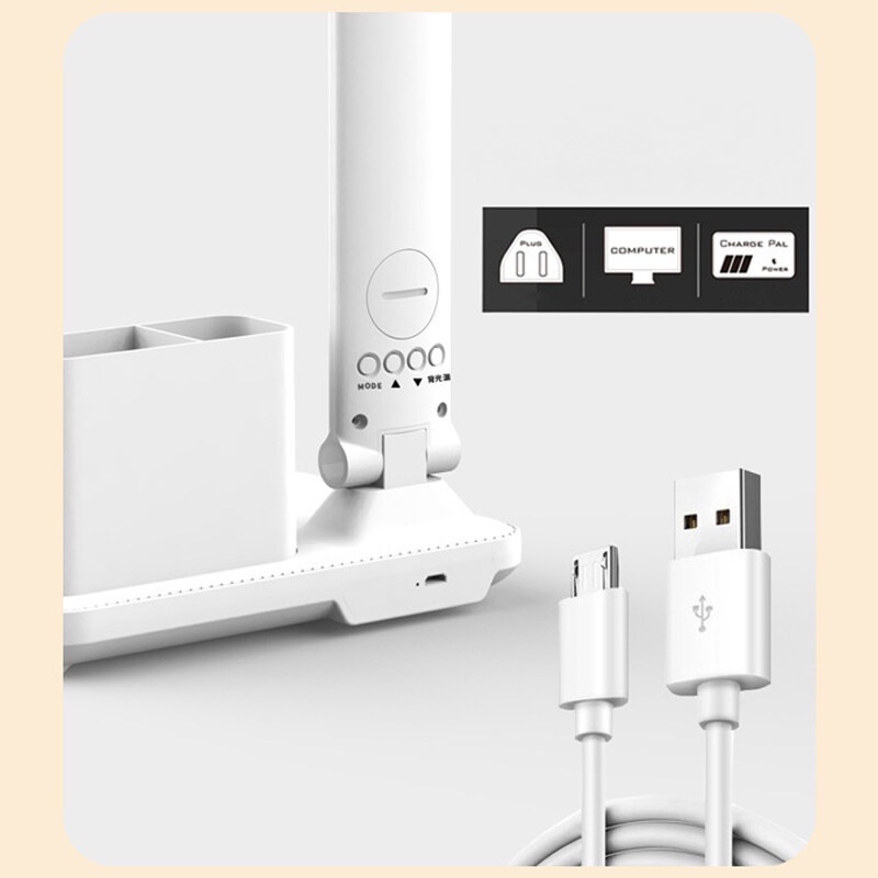 Đèn Ngủ Để Bàn 2 Đầu usb 180 Độ Tiện Dụng° Đèn Bàn 3 Màu Trong 1 Bảo Vệ Mắt Có Thể Sạc Lại