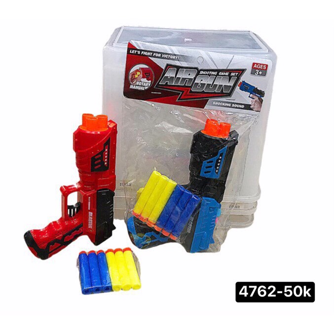 ĐỒ CHƠI CHO BÉ MÁY PHÓNG XỐP MINI 2 MÀU XANH ĐỎ CÓ XỐP ĐI KÈM
