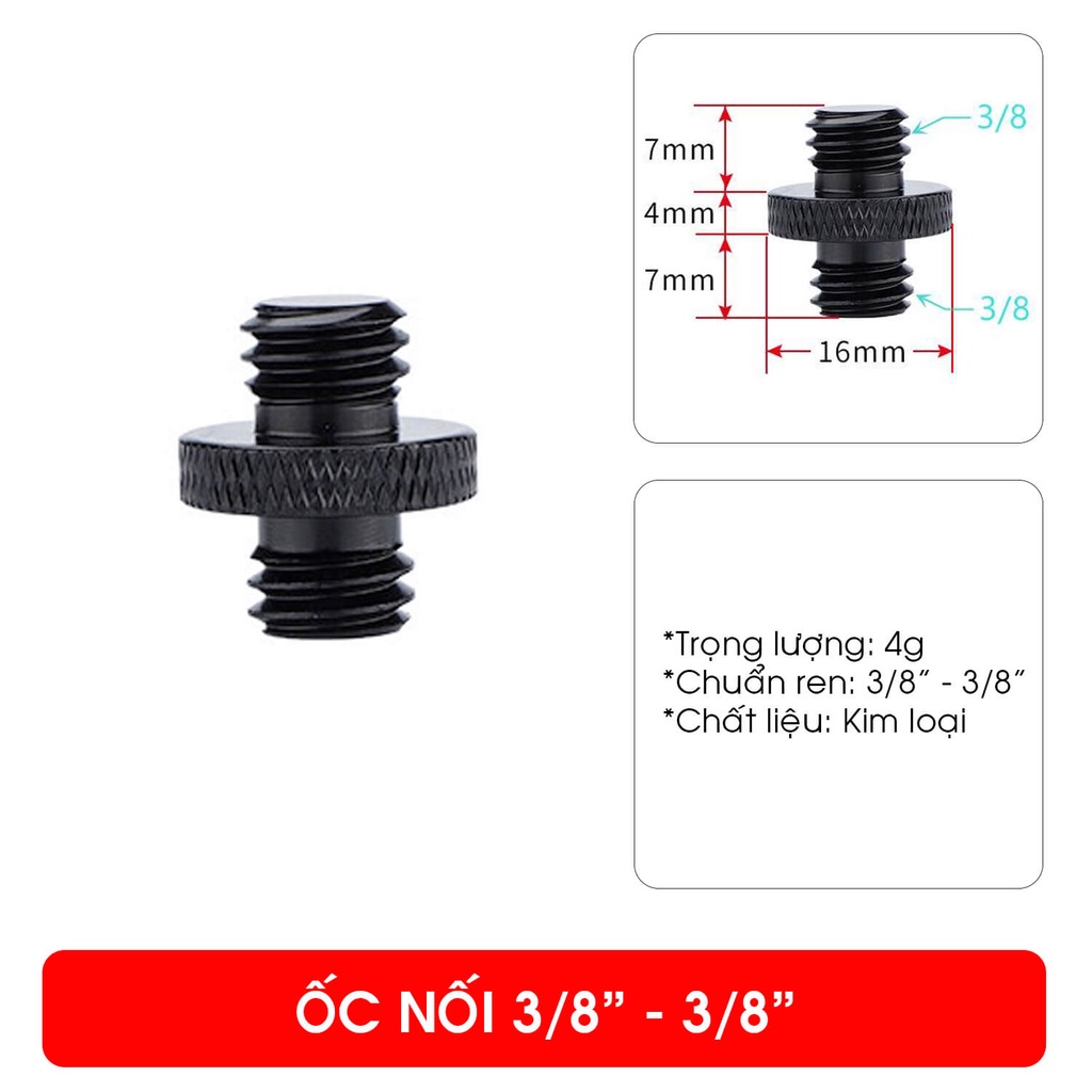 ỐC CHUYỂN REN 1/4 – 3/8 – 5/8 INCH CHO MÁY ẢNH PULUZ