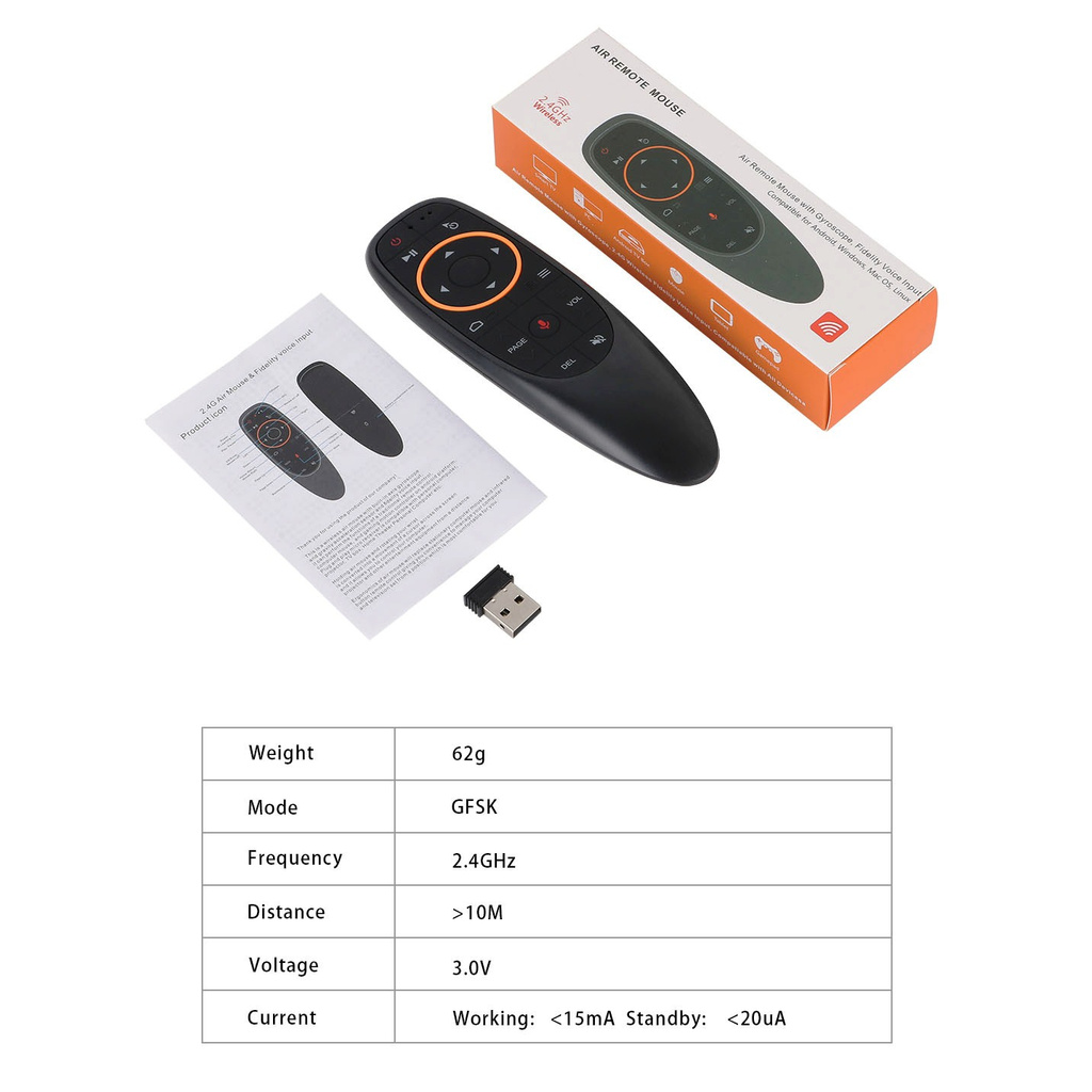 Điều khiển chuột bay giọng nói G10S, tiện lợi voice, trình chiếu, điều khiển TV, TV Box, windows