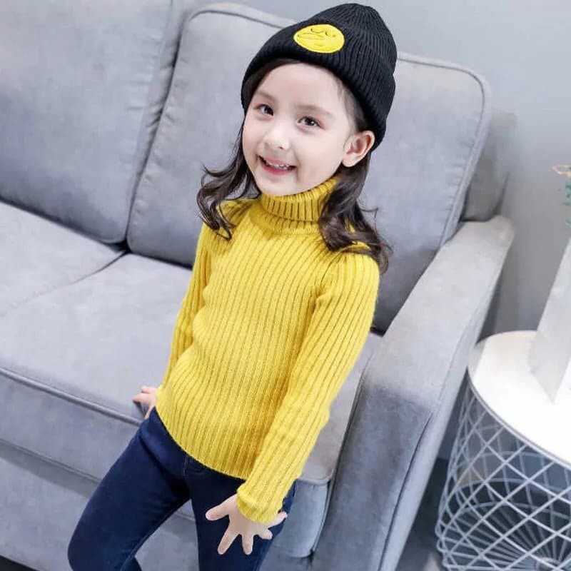 Áo len cổ lọ Hàn Quốc cho bé trai và bé gái 2-8 tuổi, Áo len tăm cao cổ trẻ em mềm mượt