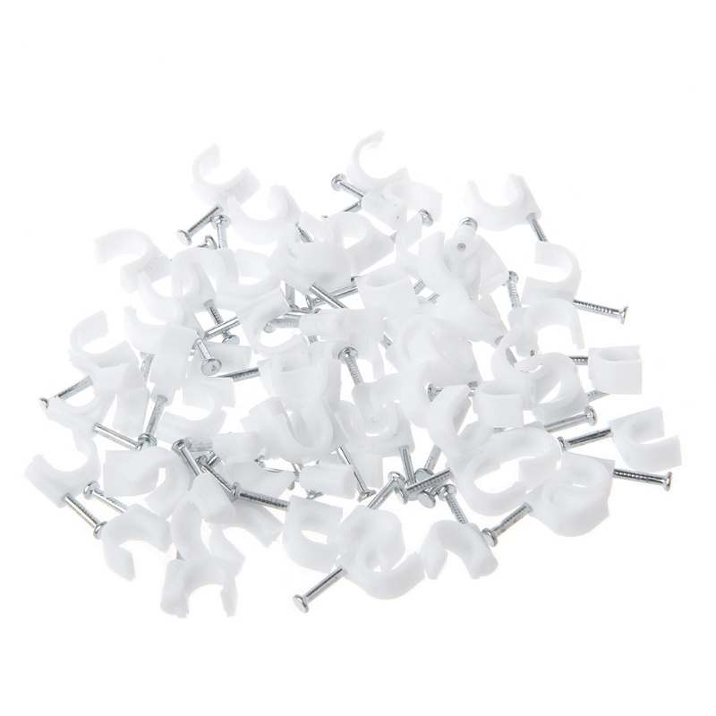Set 100 Kẹp Cố Định Dây Cáp Hình Tròn 6mm Màu Trắng Chuyên Dụng