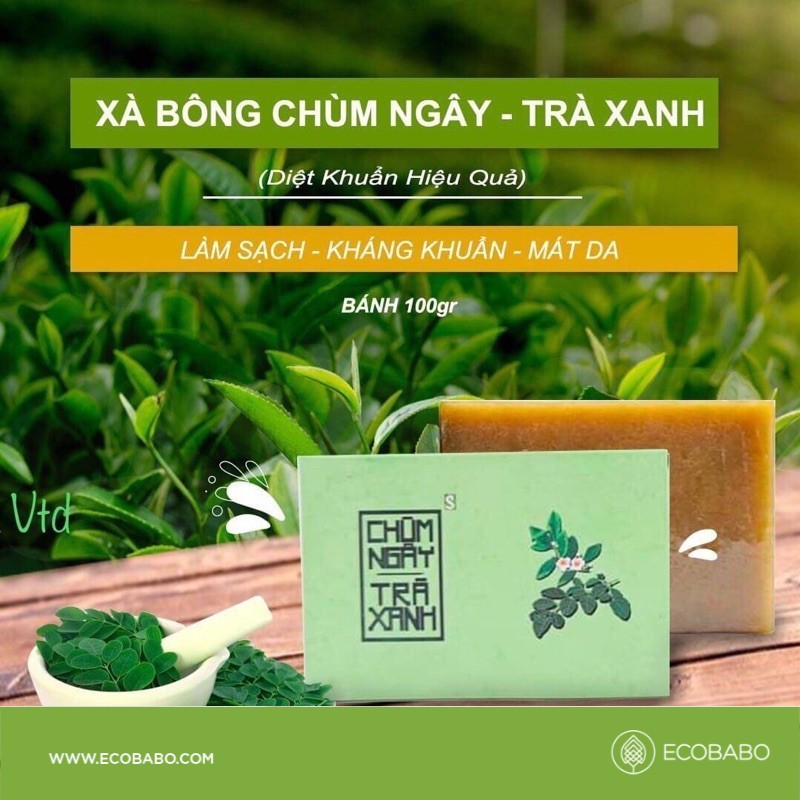 Xà Bông Chùm ngây Trà xanh Sinh Dược (Bánh 100gr) - Xà phòng handmade