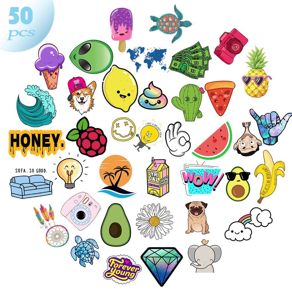 Set 50 nhãn dán chống nước xinh xắn dùng làm đồ trang trí | BigBuy360 - bigbuy360.vn