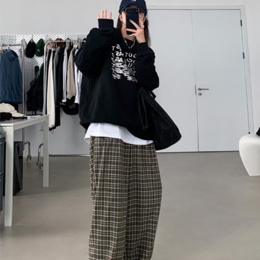 【ZHELIHANGFEI】Áo Thun Tay Dài Form Rộng Họa Tiết In Theo Phong Cách Retro Dễ Phối Đồ