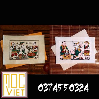Cặp Tranh Đông Hồ - Chơi cá - Chơi chim