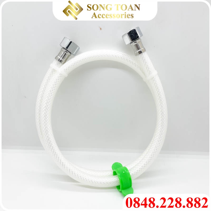 Dây Cấp Nước Dùng Cho Vòi Nước Chậu Rửa & Đầu Phun - Ống Bằng Nhựa + Tán Ren 21 Inox Bóng + Kèm Cánh Xoay Hỗ Trợ Lắp Đặt