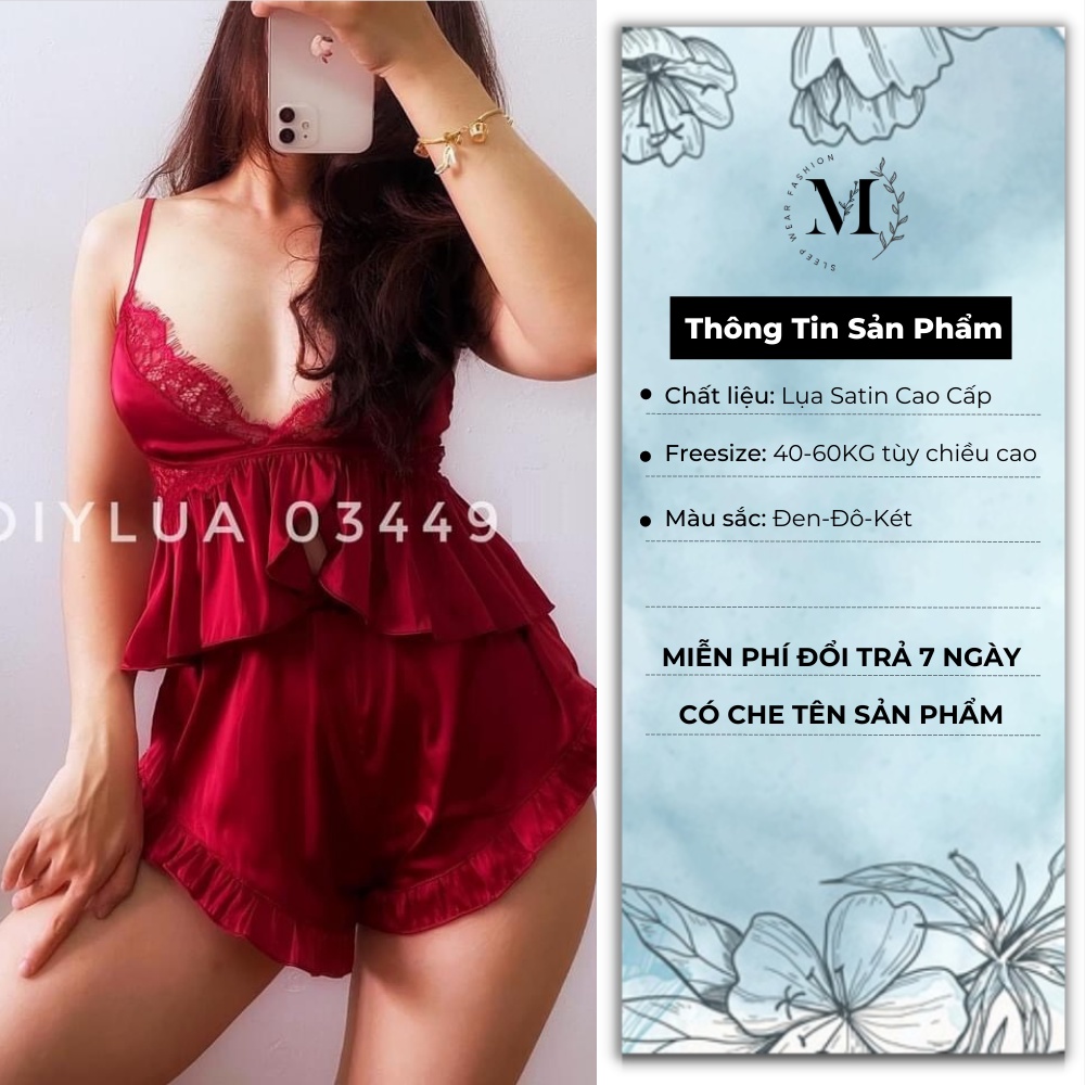 [ Lụa Cao Cấp ] Đồ ngủ 2 dây phối ren ngực gợi cảm mặc nhà chất liệu lụa satin mềm mịn 008 | BigBuy360 - bigbuy360.vn
