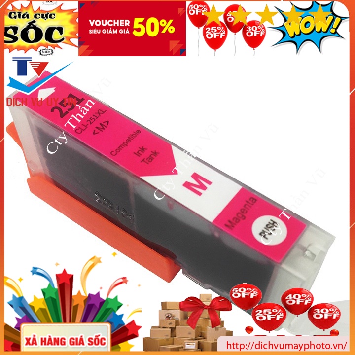 Bộ thỏi mực hàng thay thế chuẩn PGI250 PGI-250 CLI-251 dùng cho máy in canon PIXMA MG5420 MG5422 MG5520 MG5522 MG6420