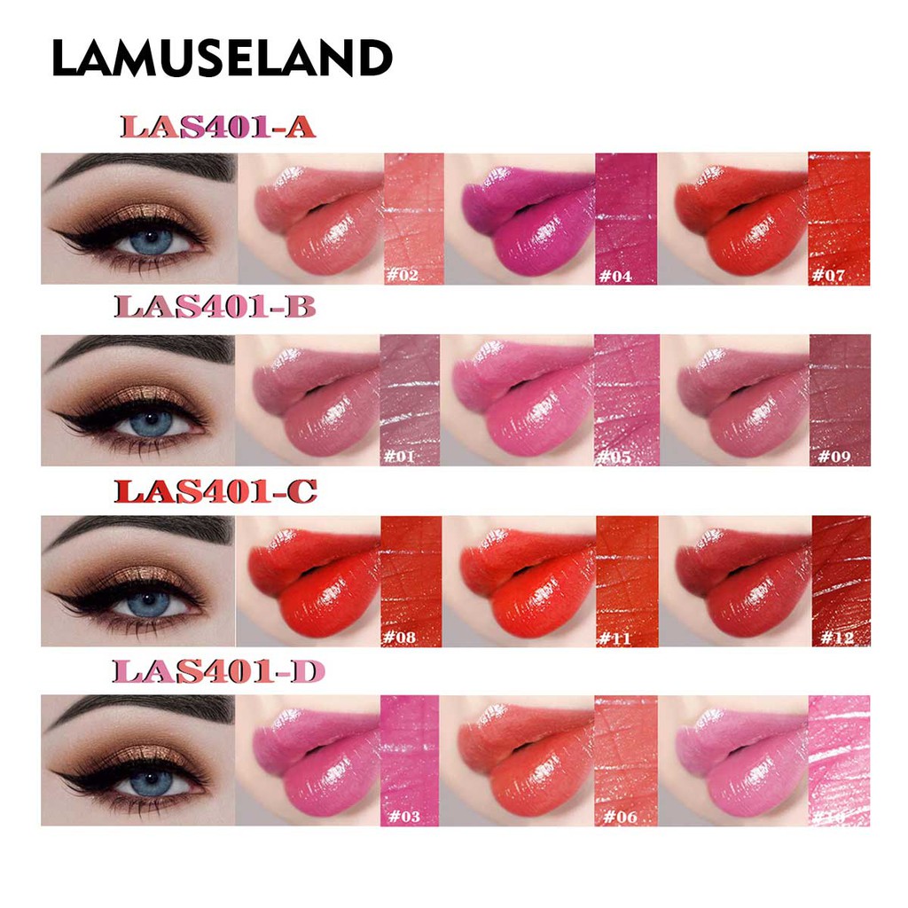 Bộ mỹ phẩm trang điểm LAMUSELAND #LAS401 gồm 3 son môi + 1 bút kẻ mắt chống thấm nước | BigBuy360 - bigbuy360.vn