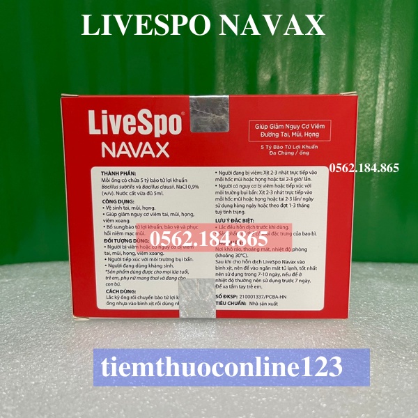 [Chụp Thật Chính Hãng] LIVESPO NAVAX - Dung dịch vệ sinh tai, mũi, họng