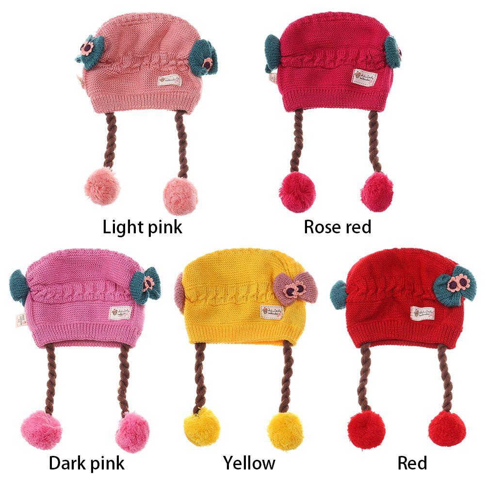 ROSE Mũ Len Co Giãn Đính Tóc Giả Hoạt Hình Dễ Thương Cho Bé Gái
