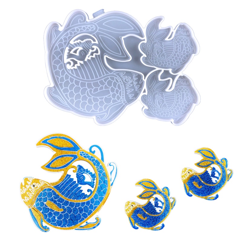 Khuôn Silicone Hình Cá Vàng Treo Tường / Cửa Trang Trí Không Gian