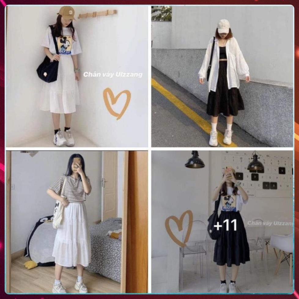 Chân Váy Nữ Voan, Chân Váy Xòe 3 tầng Vintage Trắng Đen | BigBuy360 - bigbuy360.vn